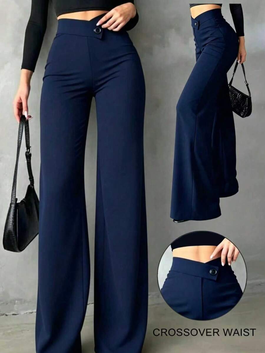 Ženske Elegantne Pantalone –  Ravni Kroj, Prirodni Struk