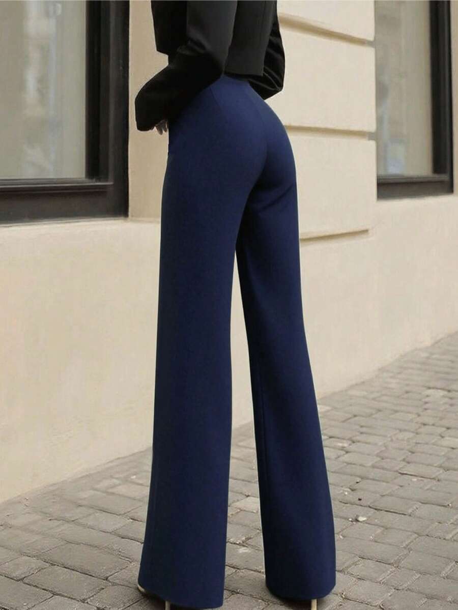 Ženske Elegantne Pantalone –  Ravni Kroj, Prirodni Struk
