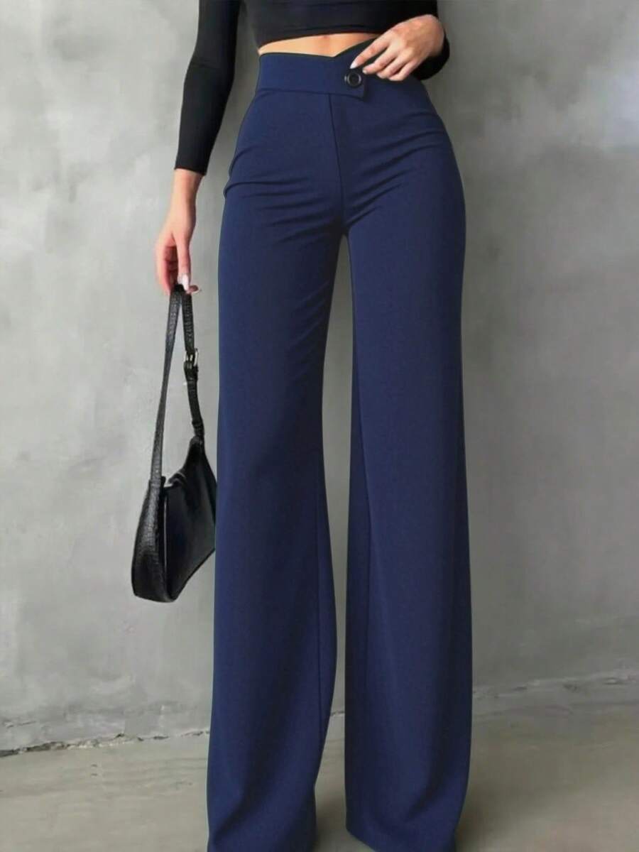 Ženske Elegantne Pantalone –  Ravni Kroj, Prirodni Struk