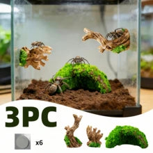 3pcs Artificial Hollow Tree Branch Climbing Habitat, Suitable For Reptiles - Multi-Layer Tree-Like Platform With Hiding Spots, Ideal For Jumping Spiders, Hermit Crabs And Other Crawling Animals, Provides Climbing And Resting Functions, Suitable For Reptile Tanks, Aquariums And Insect Habitats Decoration.