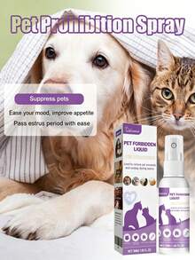 Pet Calming Soothing Spray For Dogs & Cats, Natural Heat Cycle Relief Spray, Reduce Restlessness, Noisy Meowing & Pacing, Gentle Herbal Soothing Liquid To Calm Anxious Pets During Estrus, For Male & Female Pets