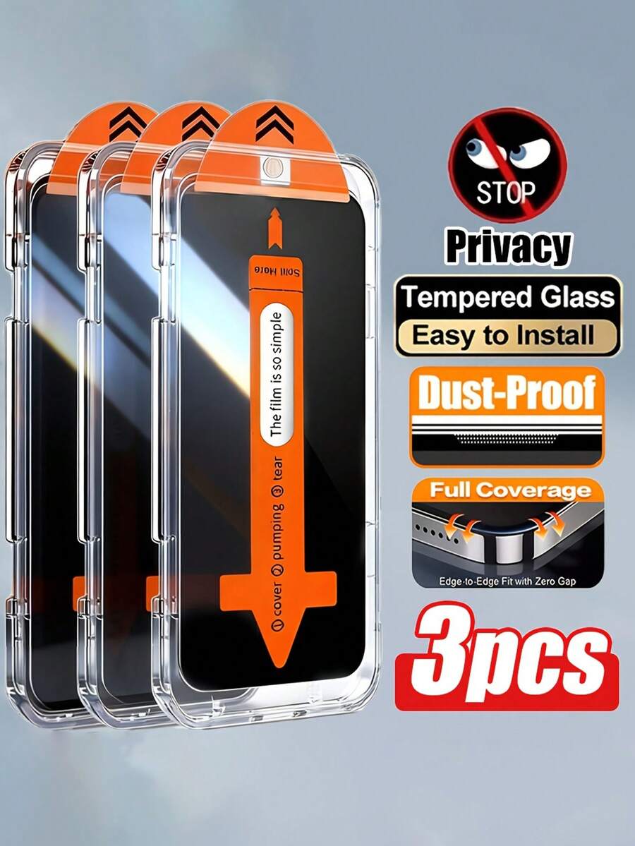 4 komada zaštitnog stakla za ekran sa potpunom privatnošću za iPhone 17/17 Air/16/15/14/13/12/11/16 Pro Max/15 Pro Max/Plus/Mini/X/XS/XR/XS Max, 9H kaljeno staklo