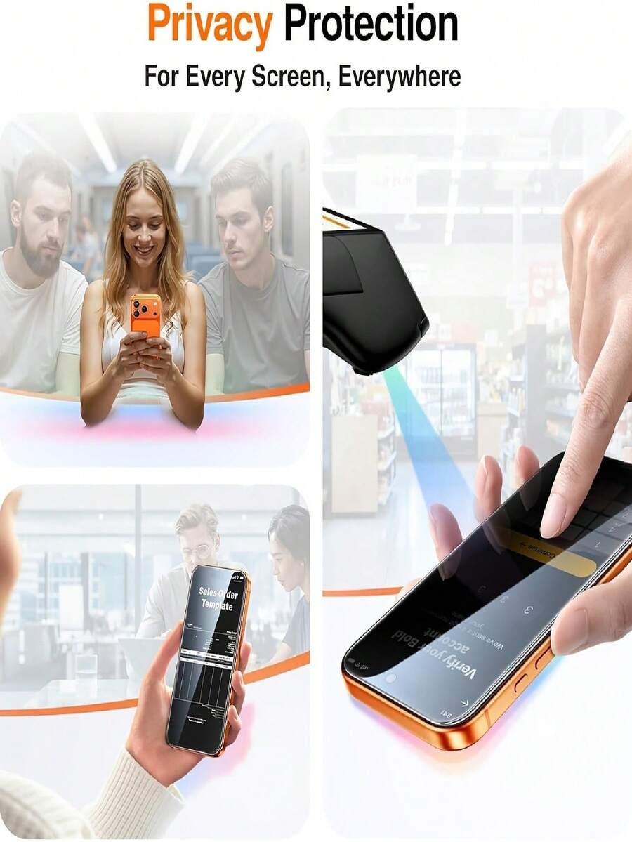 4 komada zaštitnog stakla za ekran sa potpunom privatnošću za iPhone 17/17 Air/16/15/14/13/12/11/16 Pro Max/15 Pro Max/Plus/Mini/X/XS/XR/XS Max, 9H kaljeno staklo