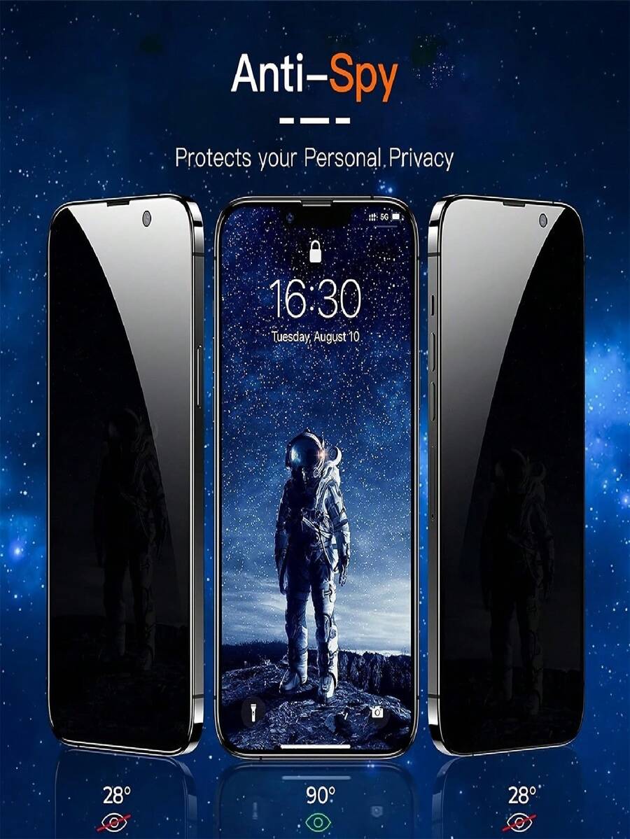 4 komada zaštitnog stakla za ekran sa potpunom privatnošću za iPhone 17/17 Air/16/15/14/13/12/11/16 Pro Max/15 Pro Max/Plus/Mini/X/XS/XR/XS Max, 9H kaljeno staklo
