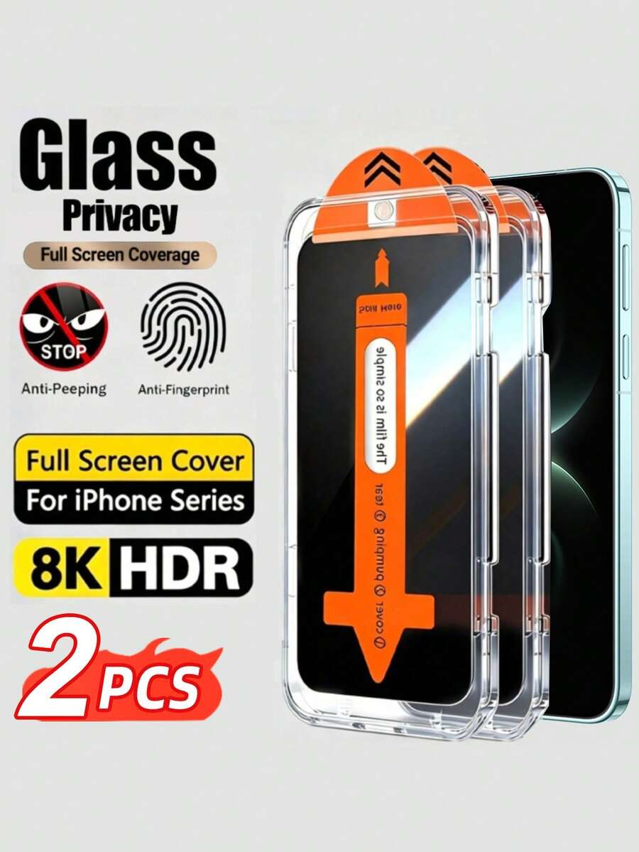 4 komada zaštitnog stakla za ekran sa potpunom privatnošću za iPhone 17/17 Air/16/15/14/13/12/11/16 Pro Max/15 Pro Max/Plus/Mini/X/XS/XR/XS Max, 9H kaljeno staklo
