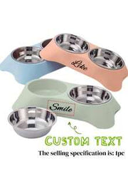 1pc Customized Personalized Pet Bowl, With Dual Functions Of Feeding And Drinking, Neck Protection Design, Suitable For Feeding Cats, Dogs And Other Pets, Stainless Steel Dual Pet Bowl With Anti Slip Base, Pet (Dog/Cat) Birthday And Anniversary Gifts