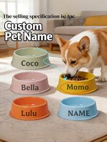 1pc Customized Personalized Pet Food Plate - Customize Your Pet Name Feeder, Suitable For Dogs And Cats - Ideal Choice For Food And Water, Perfect Commemorative Gift For All Breeds, Dog Bowl Gift Customization
