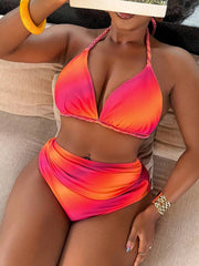 Ženski set za plažu za proleće/leto, bikini sa halter izrezom i trouglastim gornjim delom, plus size