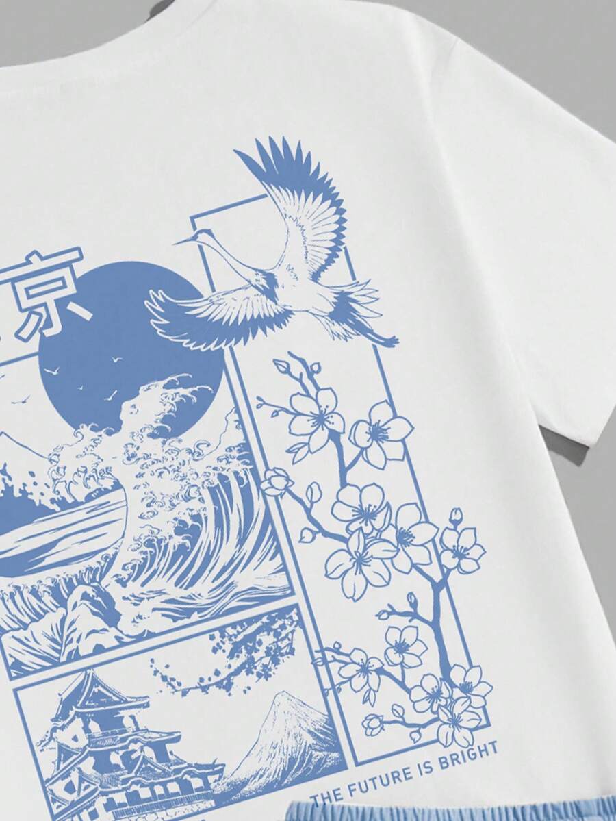 Cartoon Fun japanski manga stil majica kratkih rukava i šorts komplet