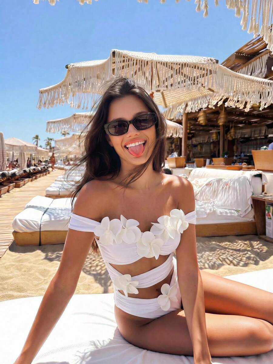 3D Cvetni Off-Shoulder  Jednodelni Kupaći