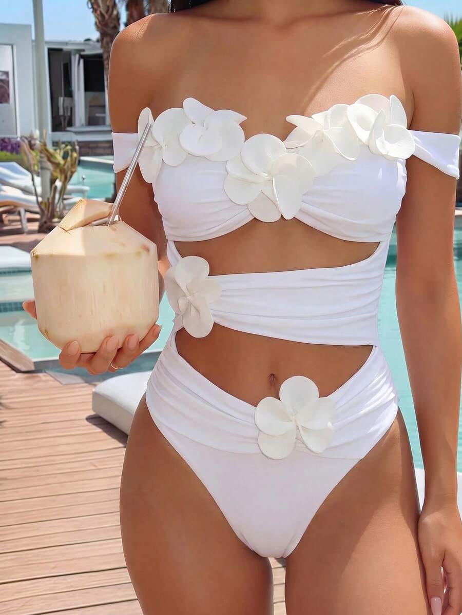 3D Cvetni Off-Shoulder  Jednodelni Kupaći