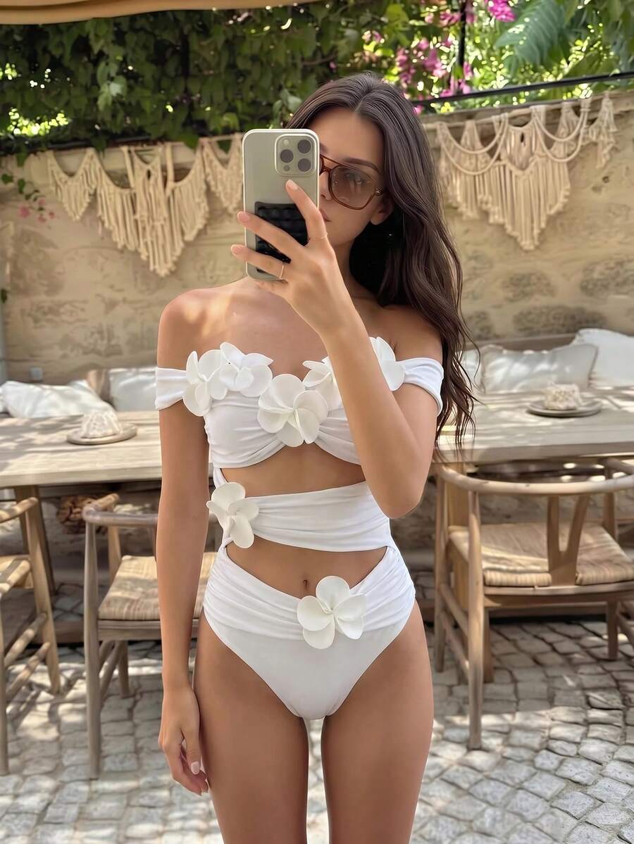 3D Cvetni Off-Shoulder  Jednodelni Kupaći
