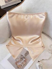 GlowEve Women Elegent White Summer Party Halter Twist Irregular Hem Slit Pearl Decor Camisole,Elastic Knit Top For Wedding Date Dinner Vacation Casual Daily