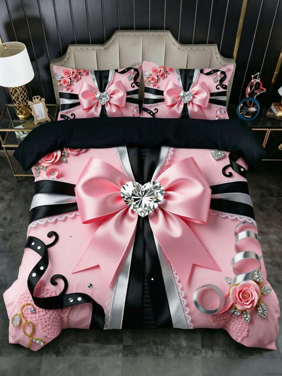 Set posteljine od 3 komada sa YK2 roze printom mašne