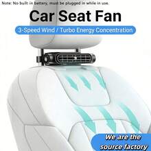 Portable Car Seat Cooling Fan, USB Powered 3-Speed Adjustable, Mini Ventilator For Seat Back And Headrest, Suitable For All Vehicles, No Battery Needed, Provides Comfort For Driver And Passengers, Perfect For Hot Summer Trips
