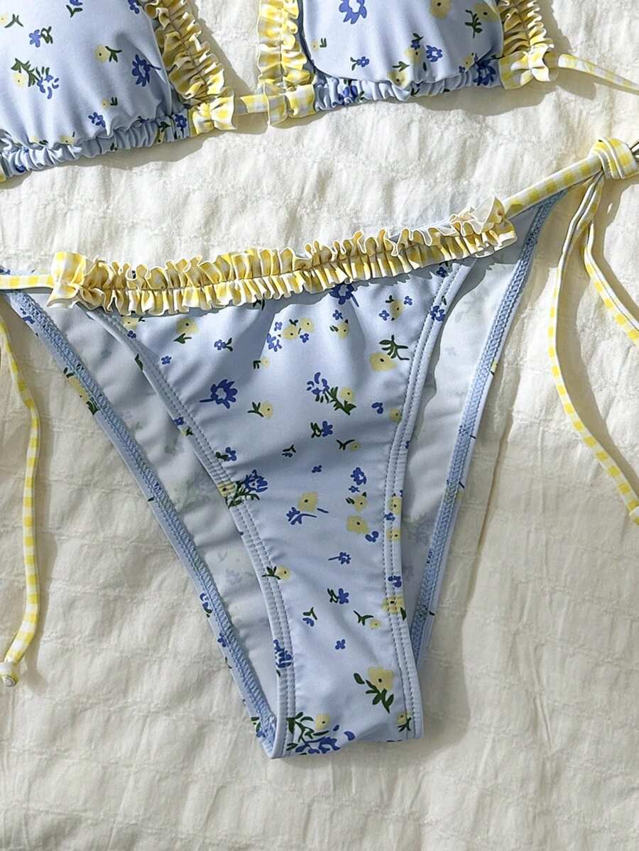 Ženski bikini set od žakard tkanine, sa halter dekolteom