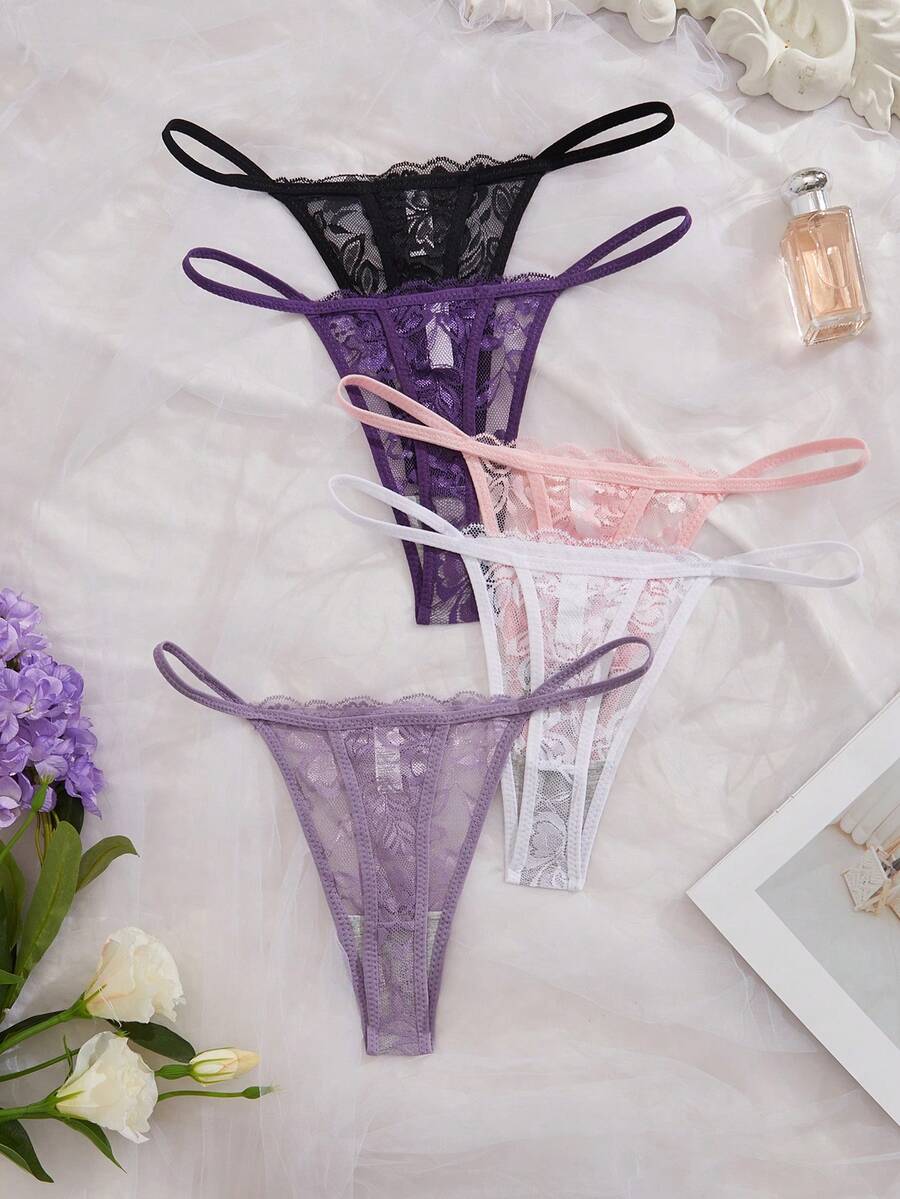 5 kom/pakovanje seksi ženske gaćice G-string od čipke, prozračne i udobne