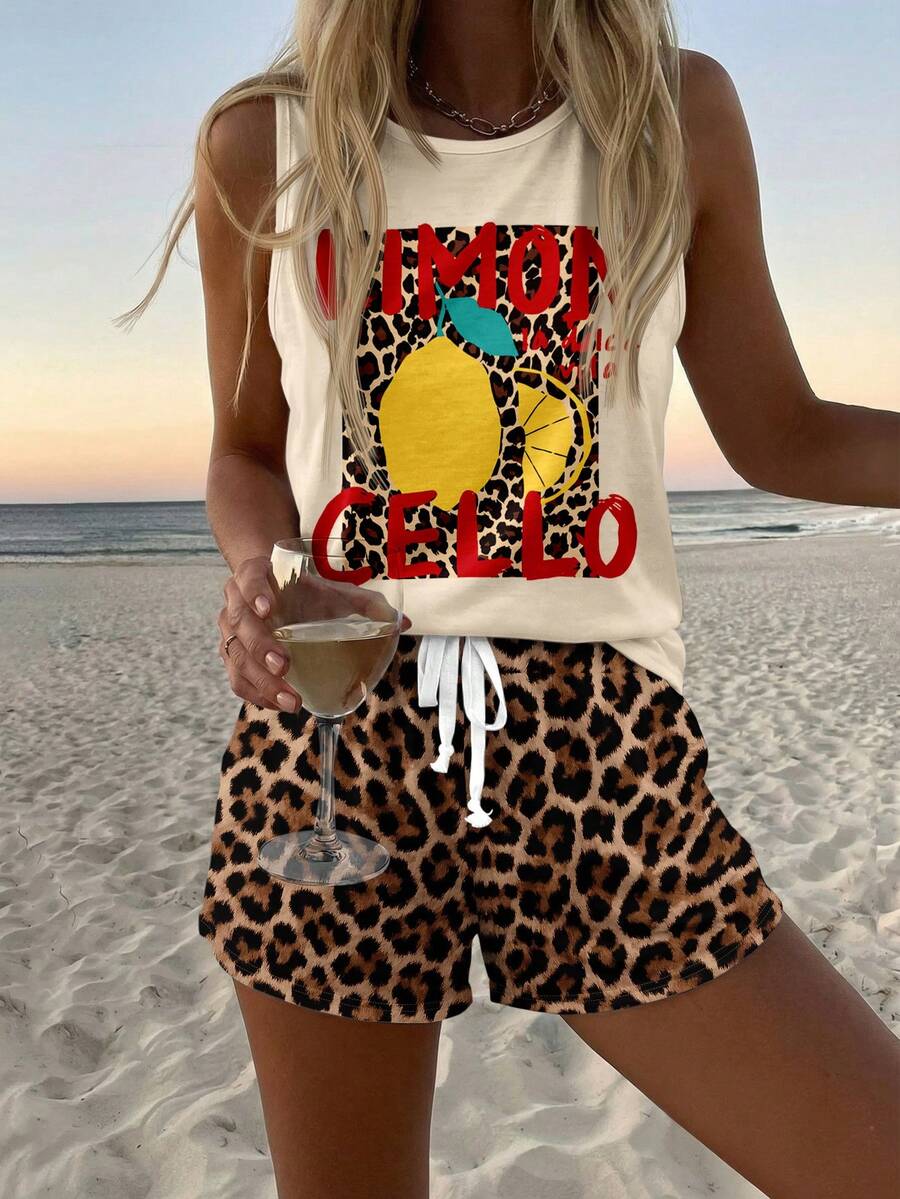 Ženski  Set Letnji Casual Top sa Okruglim Izrezom i Šorts