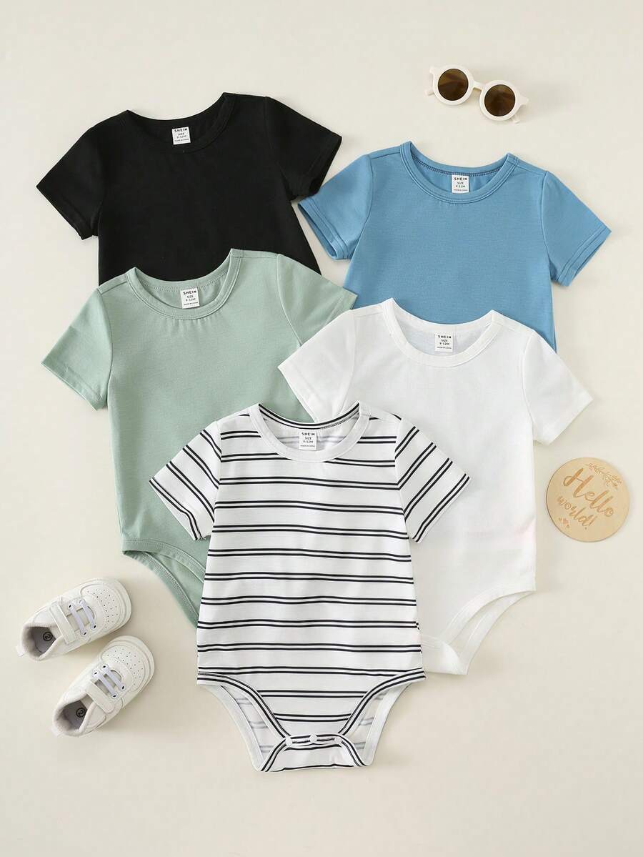 Set od 6 kom unisex bodija za novorođenče dečaka/devojčice, 100% pamuk