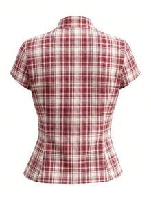 INAWLY Women's Polo Collar Short Sleeve Fitted Shirt