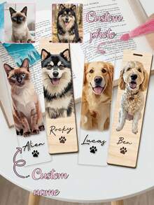 Customized Pet Portrait Bookmark, Personalized Cat And Dog Photo Bookmark, Personalized Dog Memorial Gift, Pet Lover Gift, Unique Gift For Book Lovers And Readers