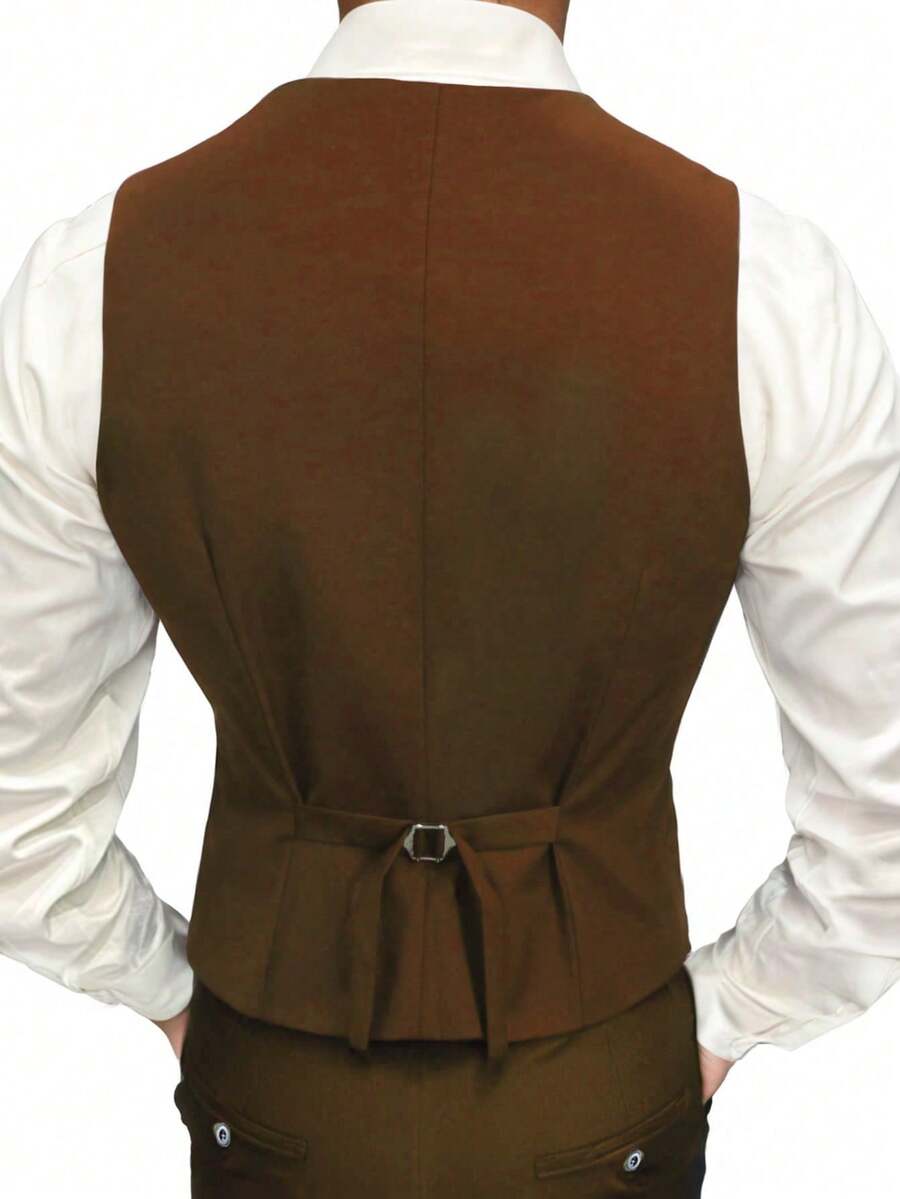 Muški set od 3 dela u jednoj boji, slim fit, rastegljiv, uključuje sako, prsluk i pantalone