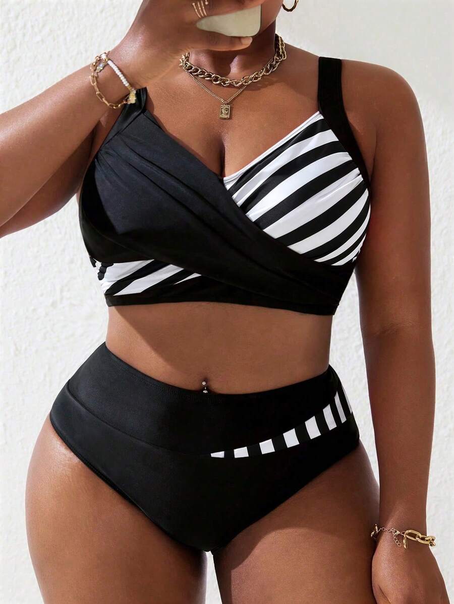 Ženski tankini set za plivanje plus size, 2 dela