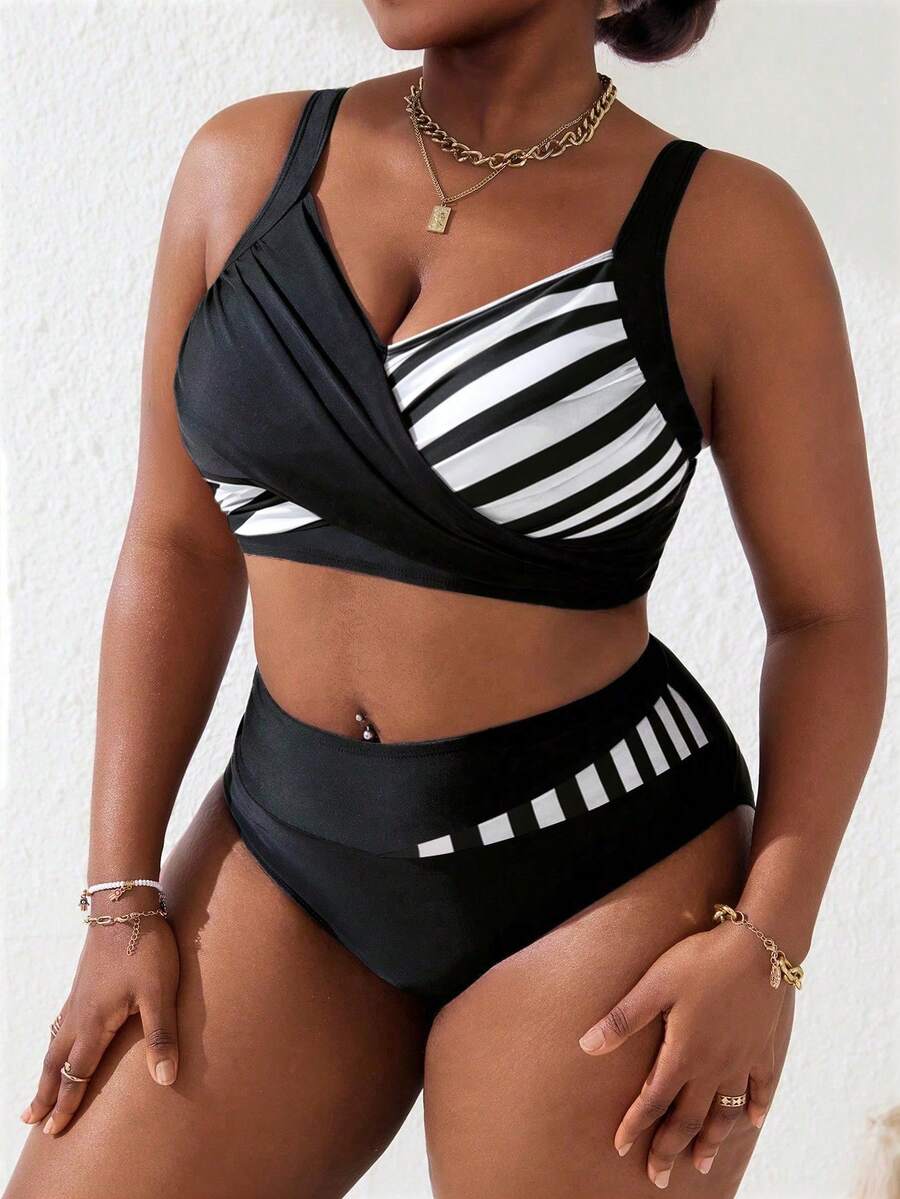 Ženski tankini set za plivanje plus size, 2 dela