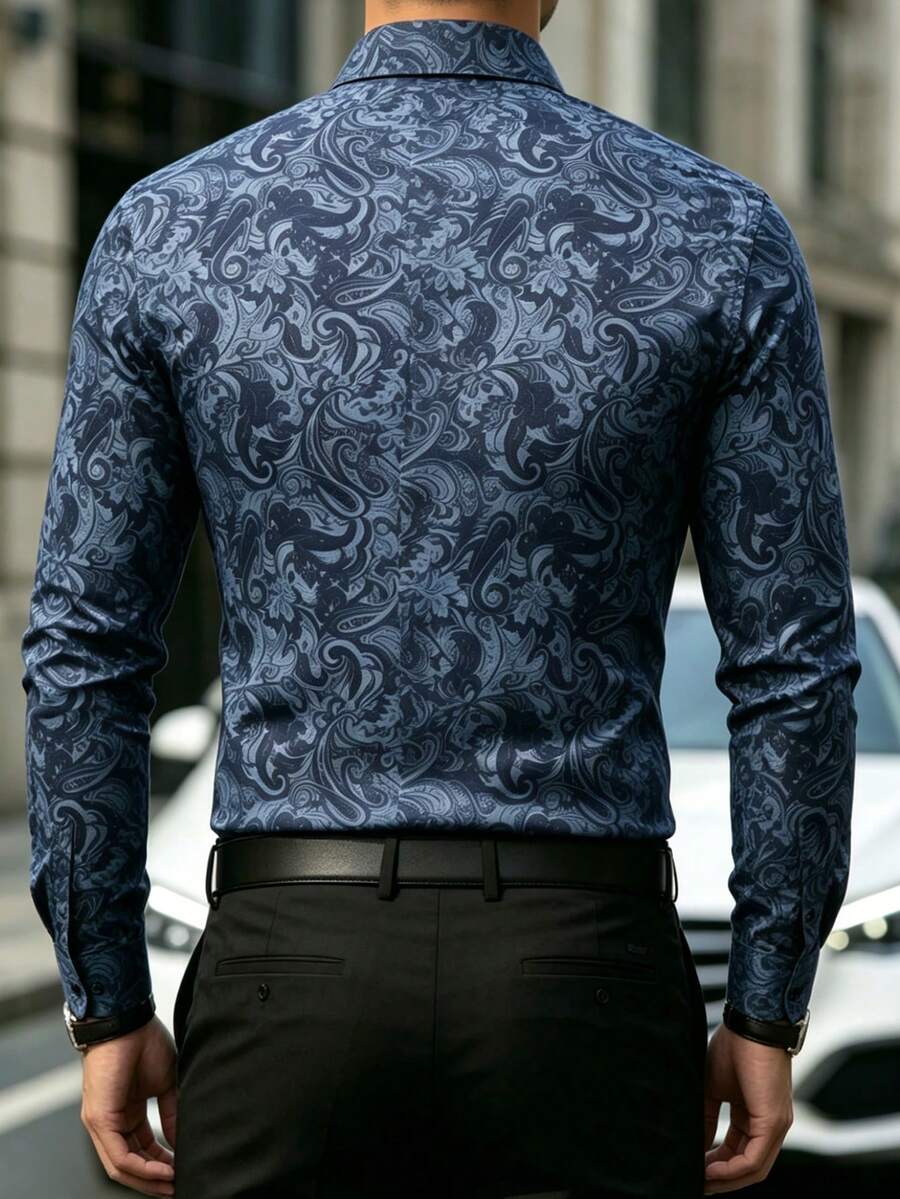 Muška formalna košulja sa paisley printom, slim fit, dugih rukava