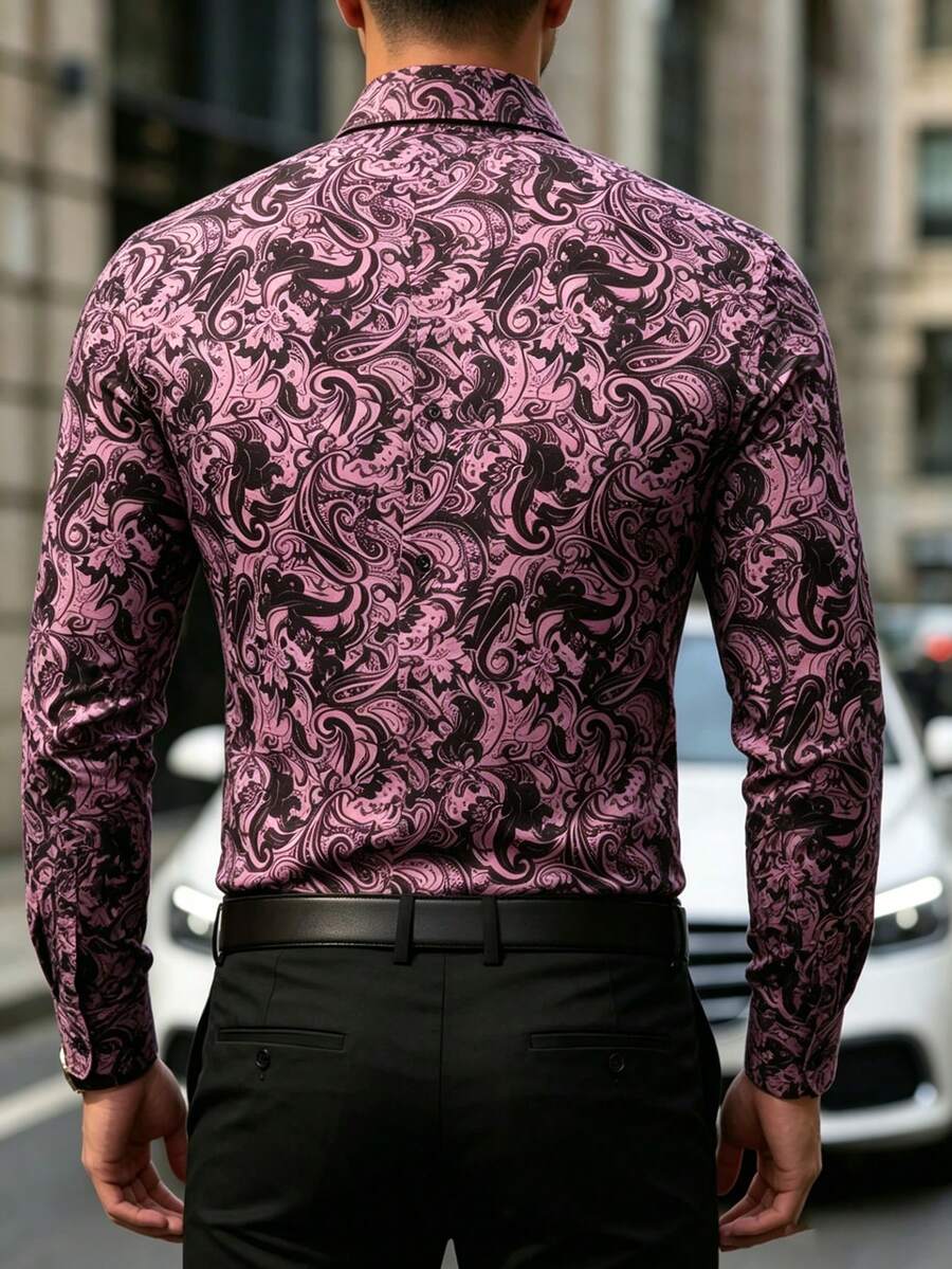 Muška formalna košulja sa paisley printom, slim fit, dugih rukava