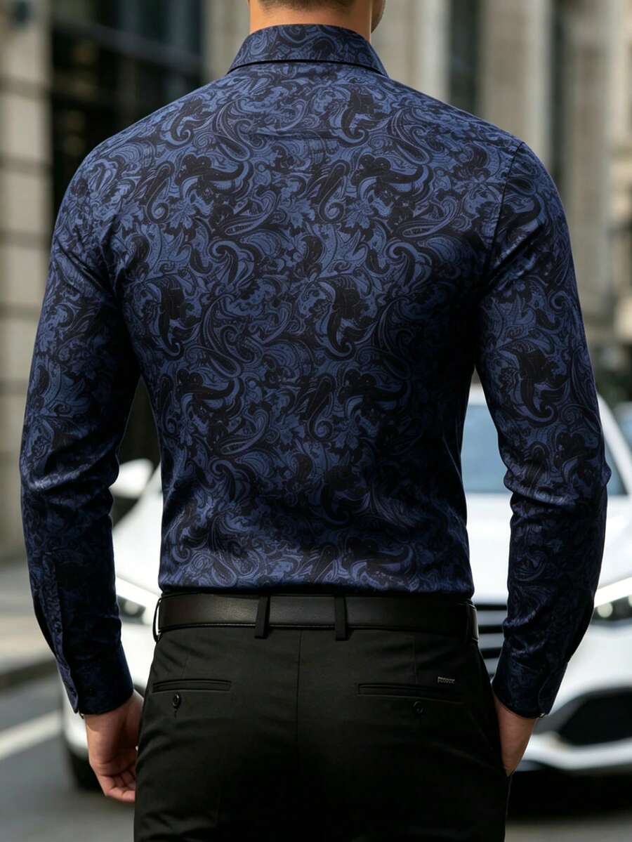 Muška formalna košulja sa paisley printom, slim fit, dugih rukava