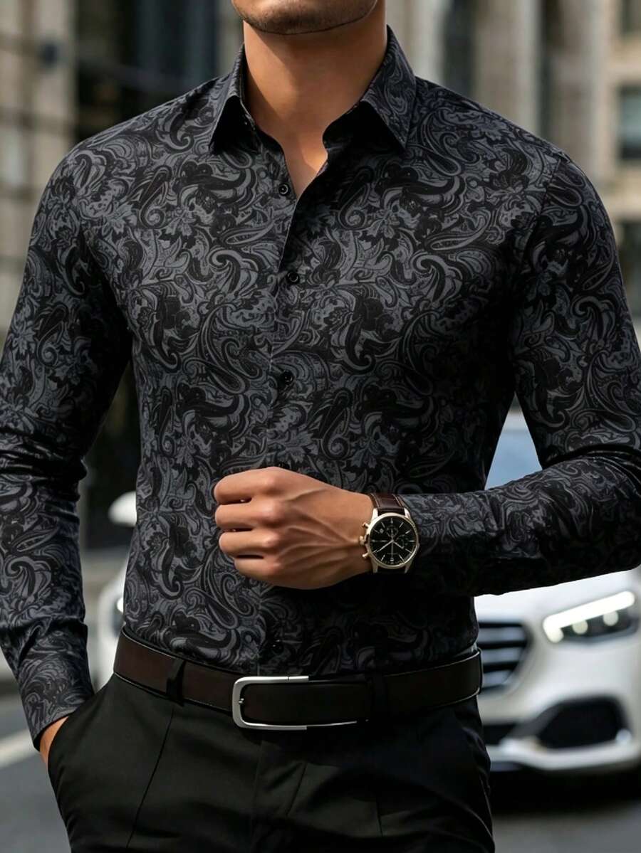Muška formalna košulja sa paisley printom, slim fit, dugih rukava