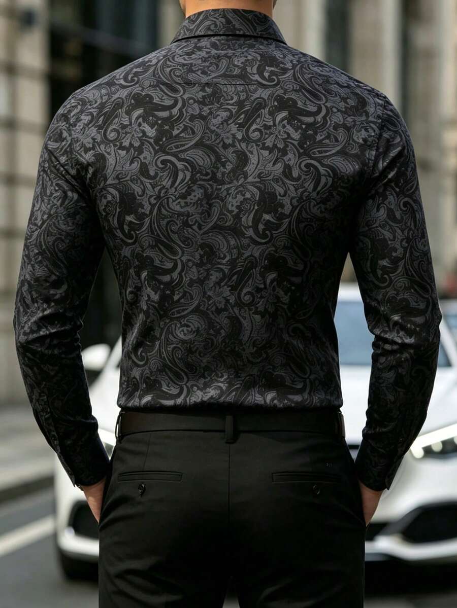 Muška formalna košulja sa paisley printom, slim fit, dugih rukava