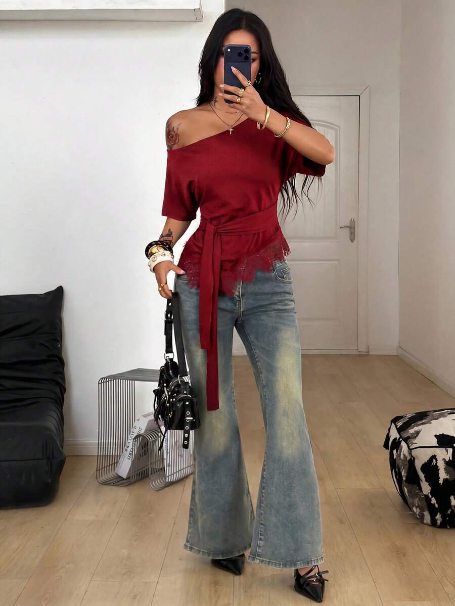 Slim Fit Asimetrična Bluza