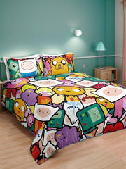 ADVENTURE TIME Set od 3 komada slatkih jorgan-navlaka sa crtanim printom, od brušenog materijala, mekan i topao