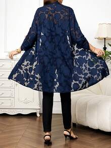 SHEIN Clasi Women's Fashion Vacation Cut-Out Elegant Single-Breasted Sheer Blouse