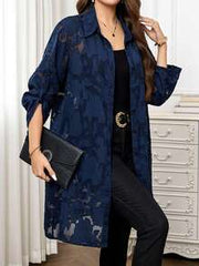 SHEIN Clasi Women's Fashion Vacation Cut-Out Elegant Single-Breasted Sheer Blouse