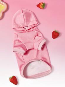 Strawberry Shortcake X SHEIN 1 Cute Cartoon Pattern Printed Pet Hooded Sweatshirt, Cat Clothes, Dog Clothes, Size XXS-XXXXL, Strawberry, Sweet, Pastoral.