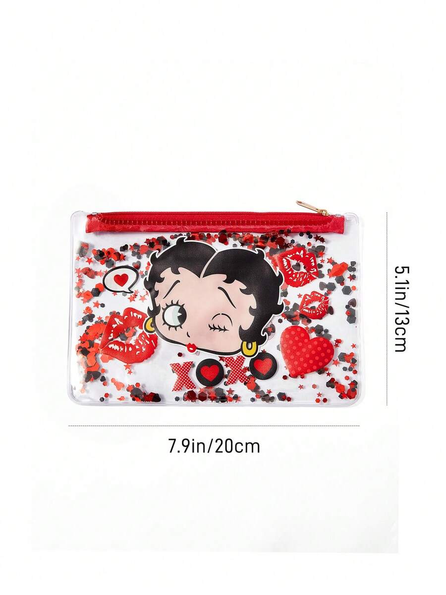 Betty Boop 1 kom set lagane kozmetičke torbe od poliesterskih vlakana sa štampanim crtanim uzorkom