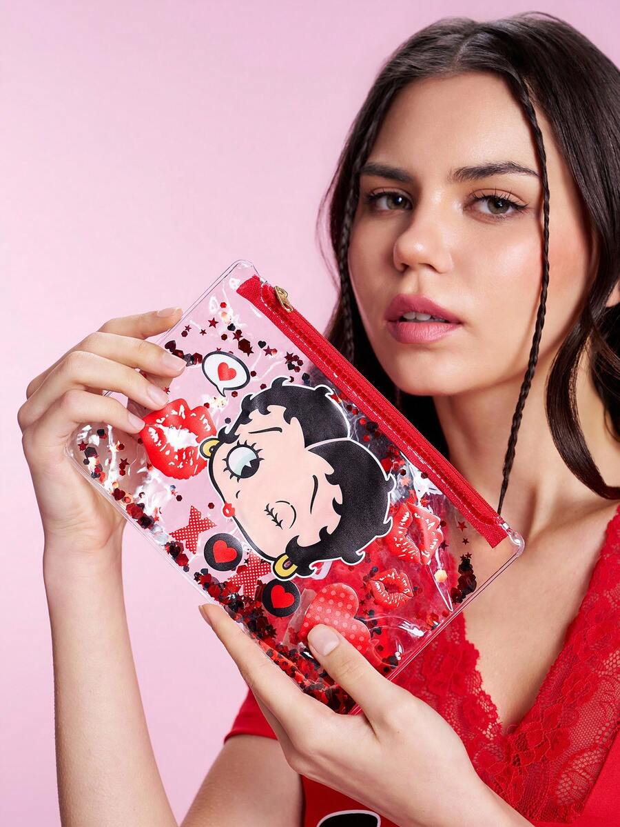Betty Boop 1 kom set lagane kozmetičke torbe od poliesterskih vlakana sa štampanim crtanim uzorkom