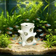 1PC White Tree Stump Fish Tank Hideout, Aquarium Landscape Decoration Fish & Shrimp Breeding Hiding Cave, Realistic Driftwood Resin Ornament, & Odorless, For Fish, Creative Tree Hollow Design With Multiple Openings For Easy Access, Provides Security And Reduces Stress For Ornamental Fish, Suitable For Small Tropical Fish, Betta, Parrot Fish, Creates Natural Environment, Combines Aquarium Beautification And Practicality