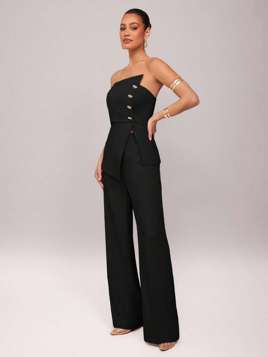 Set  Ženski Asimetrični Bandeau Top i Pantalone