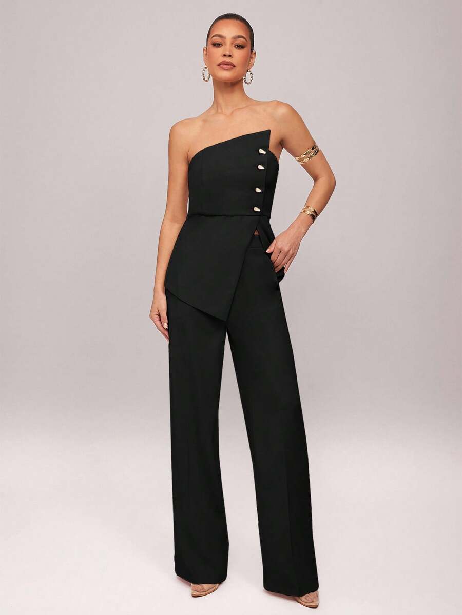 Set  Ženski Asimetrični Bandeau Top i Pantalone