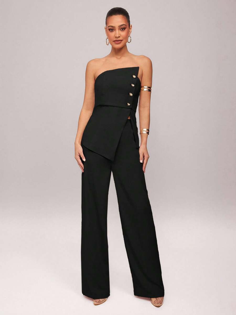 Set  Ženski Asimetrični Bandeau Top i Pantalone