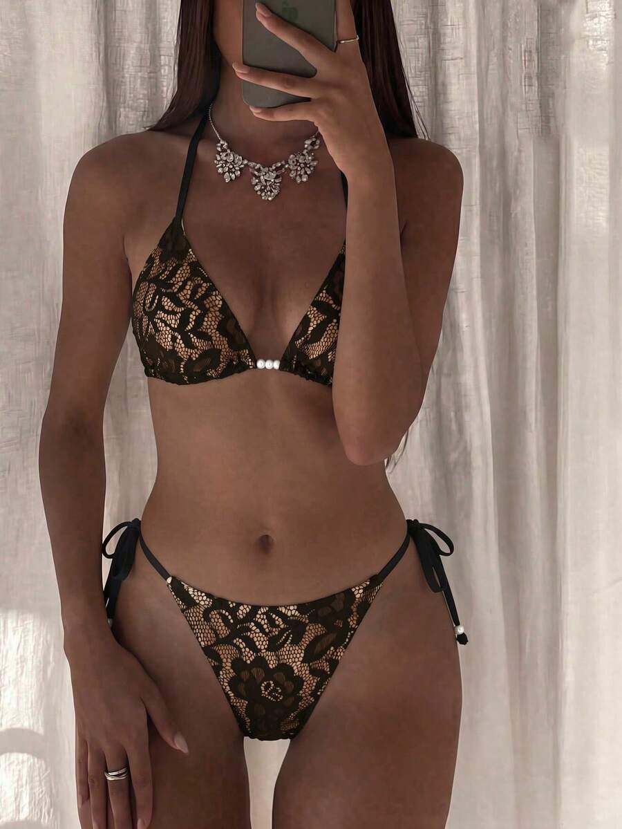Ženski Bikini Set sa Halter Krojem i Dekoracijom od Kristala