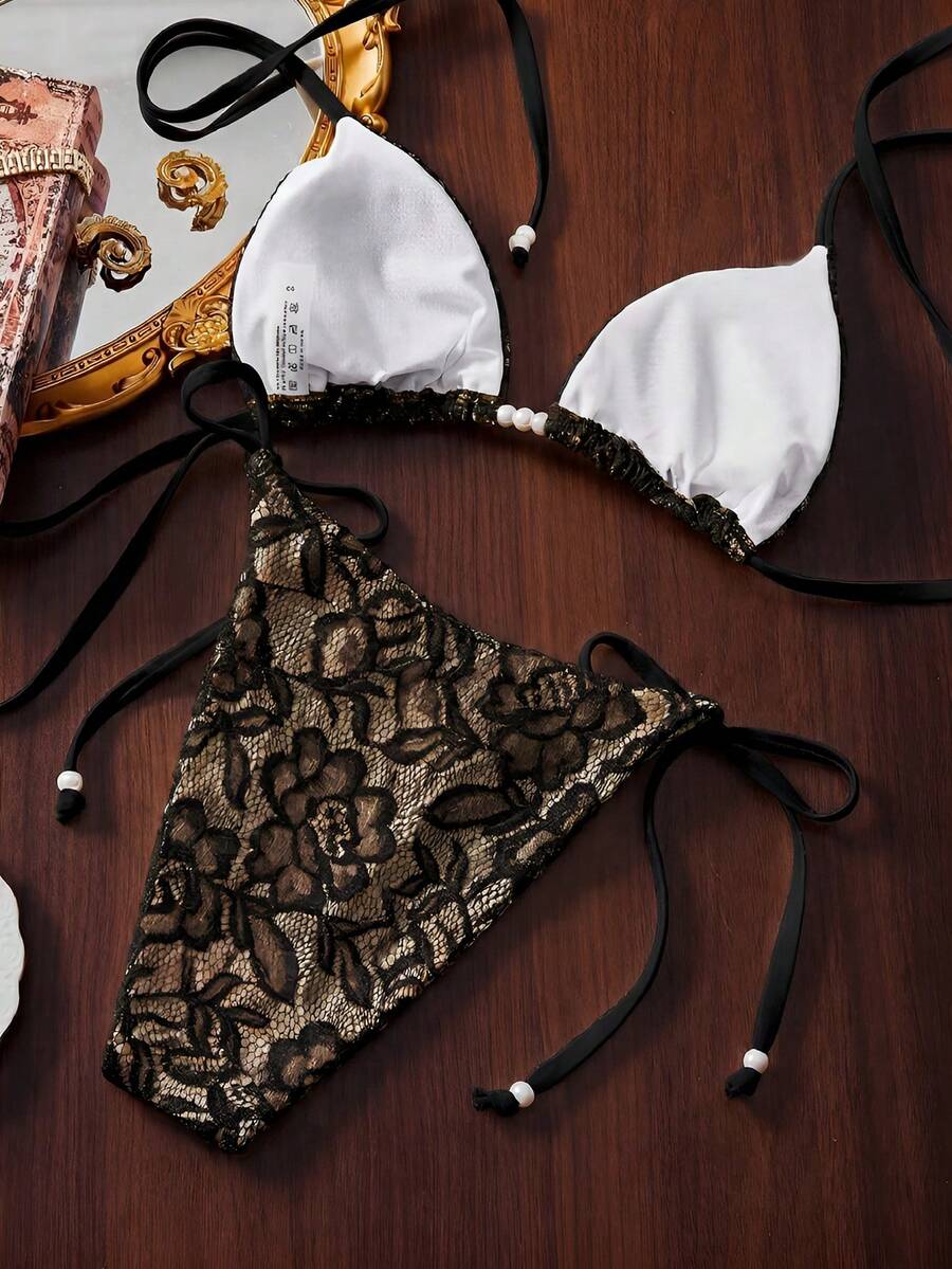 Ženski Bikini Set sa Halter Krojem i Dekoracijom od Kristala