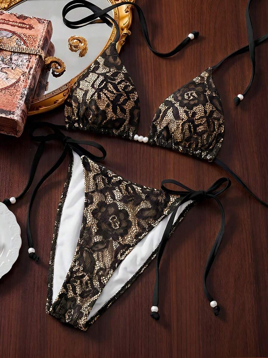 Ženski Bikini Set sa Halter Krojem i Dekoracijom od Kristala