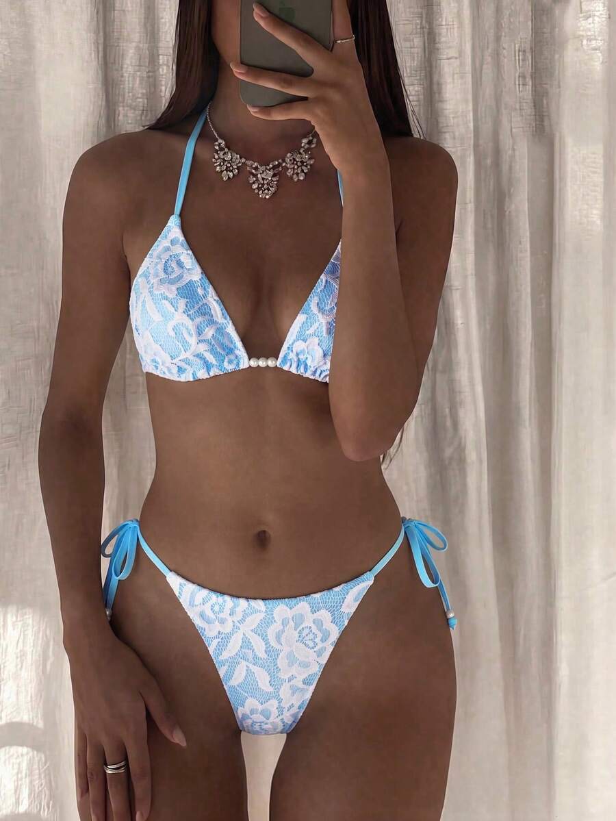 Ženski Bikini Set sa Halter Krojem i Dekoracijom od Kristala