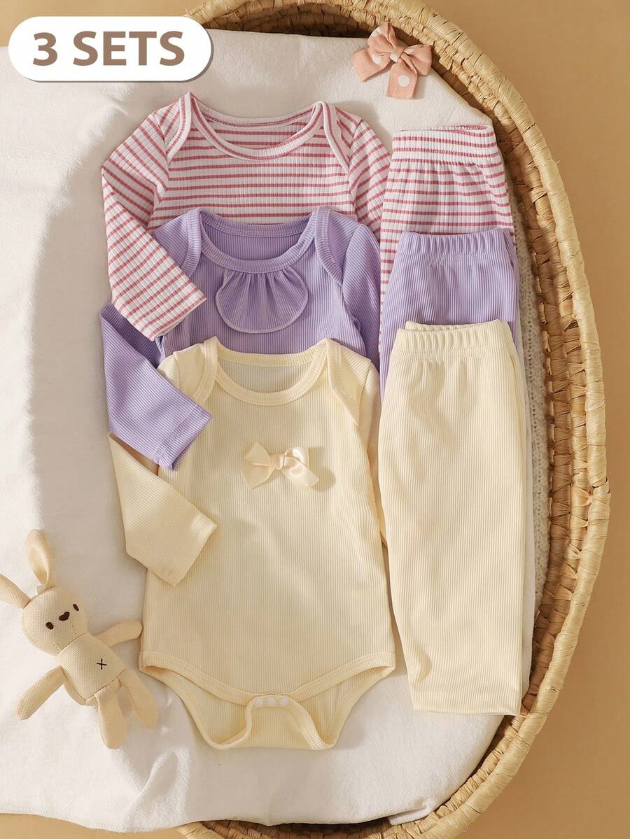 Set za novorođenče sa bodijem dugih rukava sa mašnom i pantalonama
