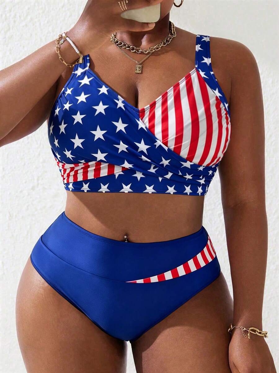Ženski tankini set za plivanje plus size, 2 dela